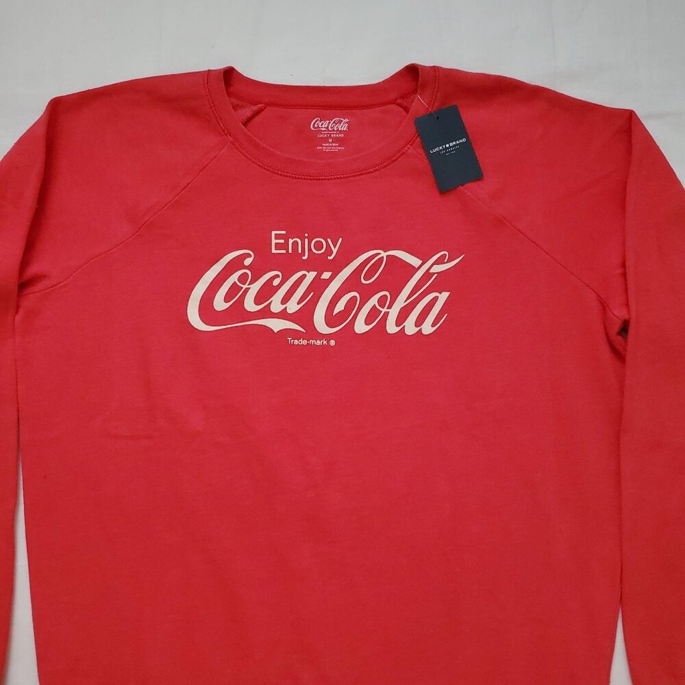 Lucky Brand Women's Coca-Cola Graphic Print Red Long Sleeve Sweater Size Medium - Picture 4 of 14